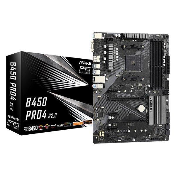 ASROCK Alaplap AM4 B450 PRO4 R2.0 AMD B450, ATX