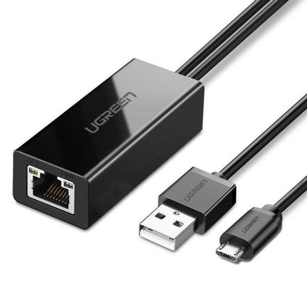 Ugreen külső hálózati adapter USB 100Mbps Chromecastra 1 m kábellel, fekete
(30985)