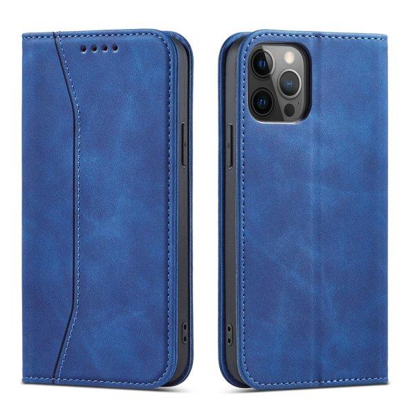 Magnet Fancy Case tok iPhone 12 Pro tok kártya tárca kártya állvány kék