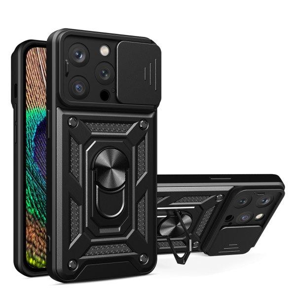 Hybrid Armor Camshield tok iPhone 14 Pro Max Armor tok kameratok fekete