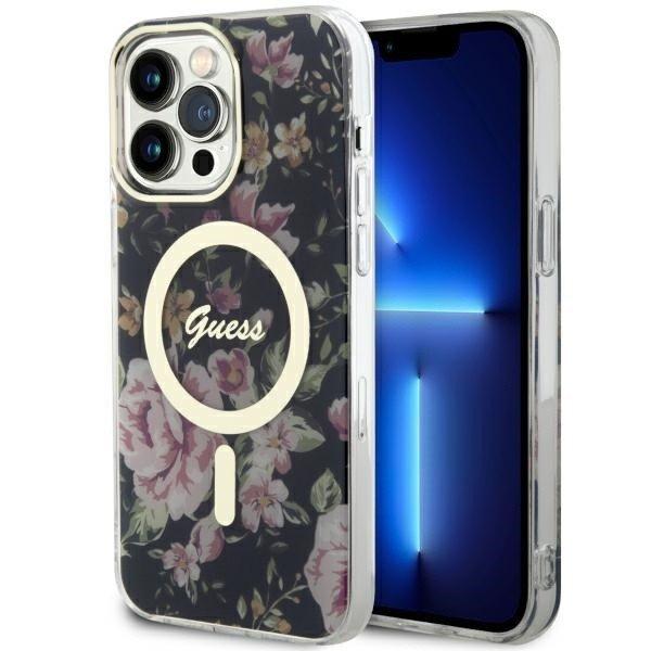 Guess GUHMP14XHCFWSK iPhone 14 Pro Max 6.7" fekete keménytok virágmintás
MagSafe