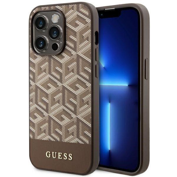 Guess GUHMP14XHGCFSEW iPhone 14 Pro Max 6.7" barna keménytok GCube
csíkokkal MagSafe