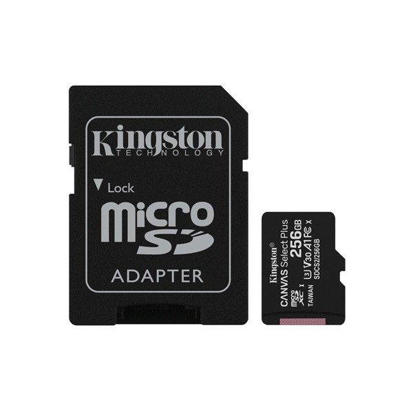 KINGSTON Memóriakártya MicroSDXC 256GB Canvas Select Plus 100R A1 C10 +
Adapter