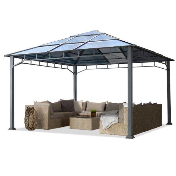 Sunset Deluxe luxus ALUMÍNIUM kerti pavilon, pergola rendzevénysátor 
polikarbonát tetővel 4x4m