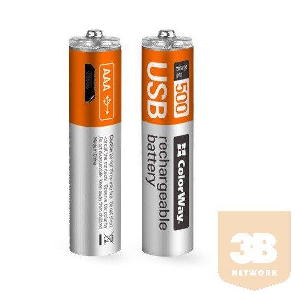 COLORWAY AAA elem, CW-UBAAA-01 Rechargeable Battery micro USB 400 mAh 1.5V
(2pcs.)