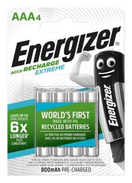 Tölthető elem, AAA mikro, 4x800 mAh, előtöltött, ENERGIZER
"Extreme"