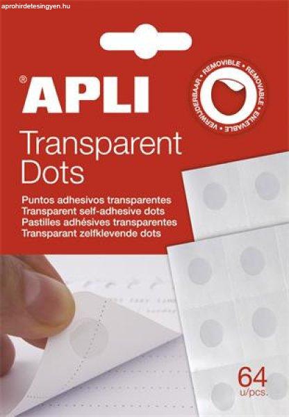 Ragasztókorong, eltávolítható, APLI "Transparent Dots",
átlátszó