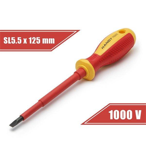 Handy Csavarhúzó - 10563 (lapos, 5,5, 125mm, 1000V-ig szigetelt, mágneses
fej)