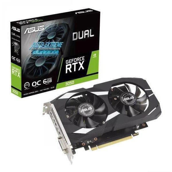 Asus Videokártya - nVidia DUAL-RTX3050-O6G (6144MB, GDDR6, 1507/14000 Mhz,
96bit, HDMI/DP/DVI)