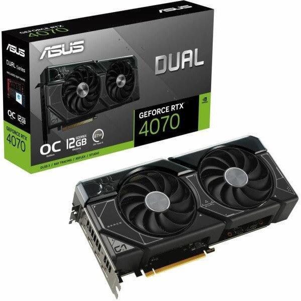 Asus Videokártya - nVidia DUAL-RTX4070-O12G-EVO (12288MB, GDDR6X, 2520/21000
Mhz, 192bit, 1xHDMI, 3xDP)