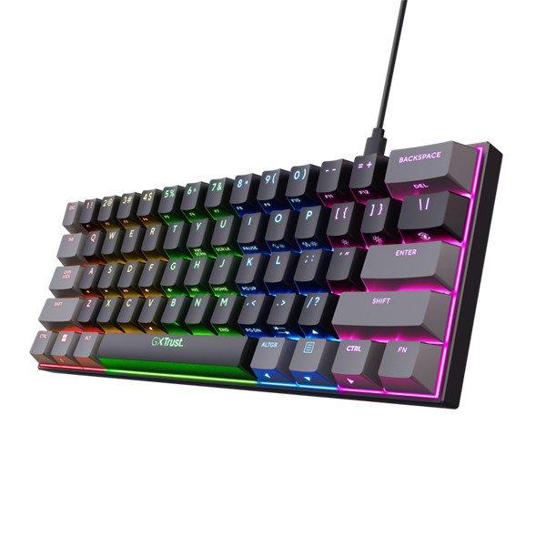 Trust Billentyűzet Gamer - GXT867 Acira (Kompakt; Mechanikus, Outemu Red
switch; RGB LED; USB; fekete; angol)