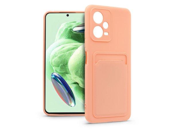 Xiaomi Redmi Note 12 5G/Poco X5 5G szilikon hátlap kártyatartóval - Card Case
- rózsaszín