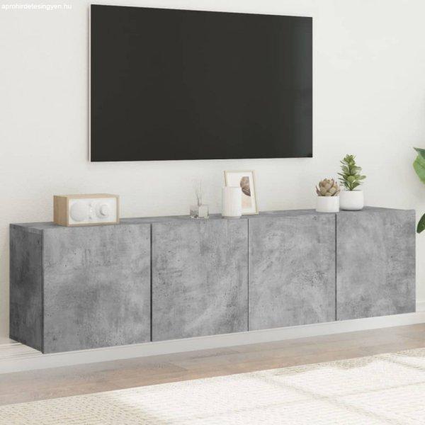 2 db betonszürke falra szerelhető TV-szekrény 80 x 30 x 41 cm