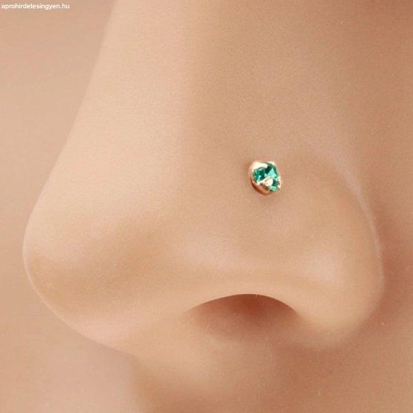 585 arany orr piercing, egyenes szárú - csillogó cirkónia akvamarin
színben, 1,5 mm