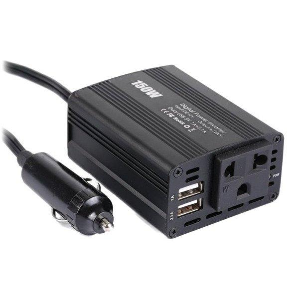 EUROCASE feszültségváltó DC/AC, 12V/230V, 150W, USB 2*5V/500mA, autós
csatlakozó (MT-MX150)