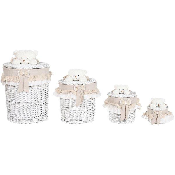Szennyes kosár Home ESPRIT Fehér Bézs szín vesszőfonás Shabby Chic 45 x 45
x 68 cm 4 Darabok MOST 64589 HELYETT 40876 Ft-ért!