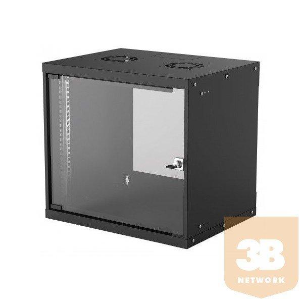 Manhattan Rackszekrény - 19" fali kivitel (9U, 500 (h) x 540 (w) x 400 (d)
mm, IP20, lapra szerelt Fekete)