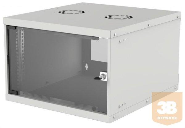 Intellinet fali rack szekrény 6U 540/400mm Rack 19'' üvegajtó,
szürke, lapra szerelt