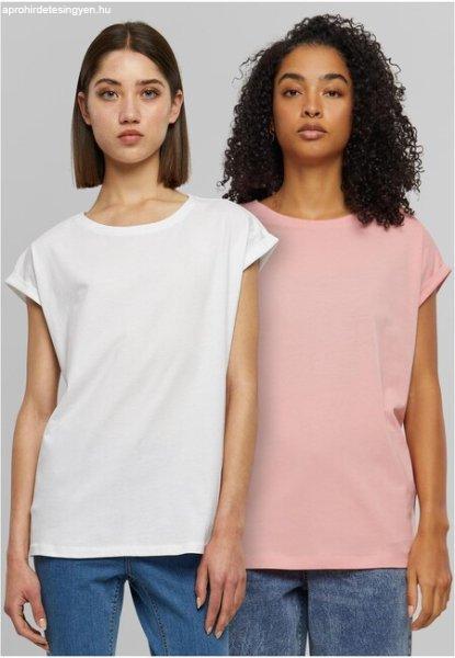 Urban Classics Ladies Extended Shoulder Tee 2-Pack lemonadepink+white