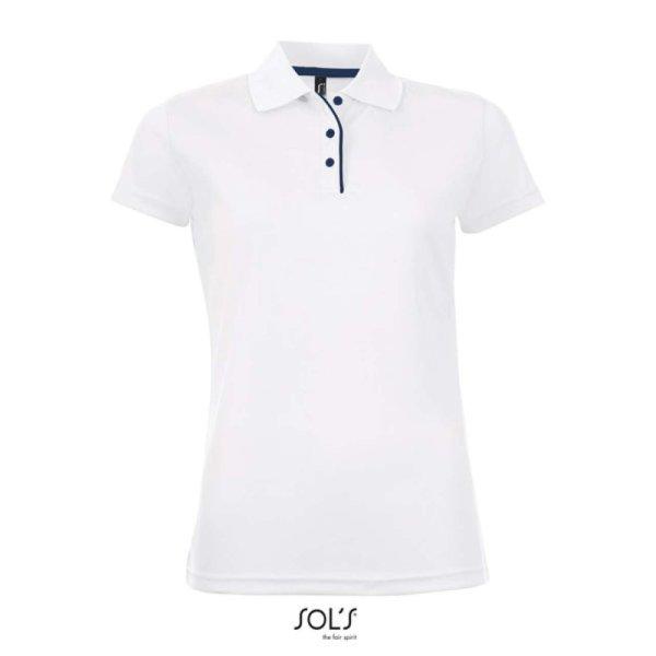 Női rövid ujjú galléros sport póló, SOL'S SO01179, White-M