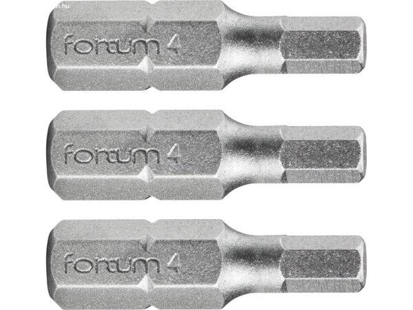 FORTUM behajtóhegy HEX, 3 db, S2 acél; H 4×25mm, bliszteren