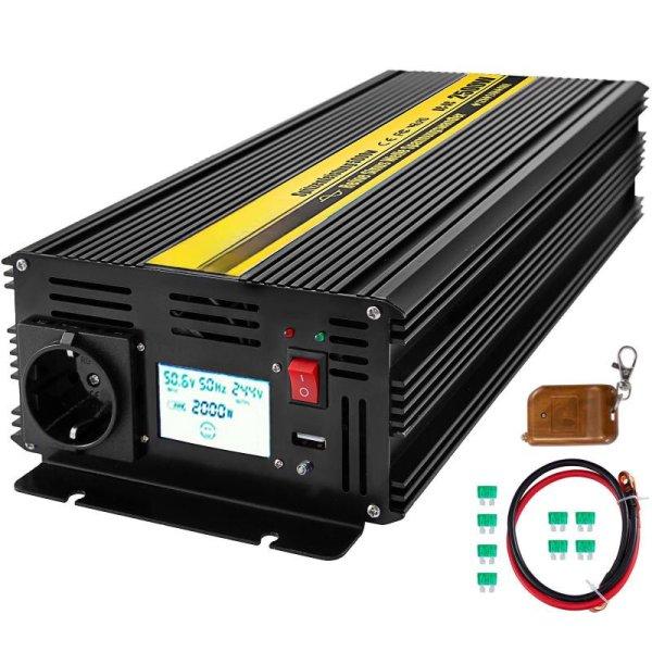 Inverter USB Porttal  2500W  LCD Kijelzővel és távirányítóvalDC 12V AC
230V,