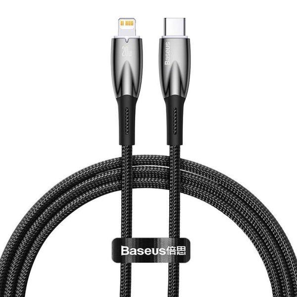 Baseus Glimmer USB-C - Lightning töltőkábel, 20W, 1m (fekete)