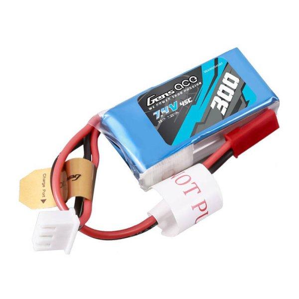 Gens ace 300mAh 7.4V 45C 2S1P Lipo akkumulátor JST-SYP Plug csatlakozóval.