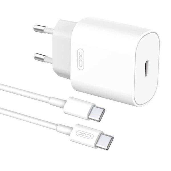 XO L91EU 25W hálózati töltő + USB-C kábel (fehér)