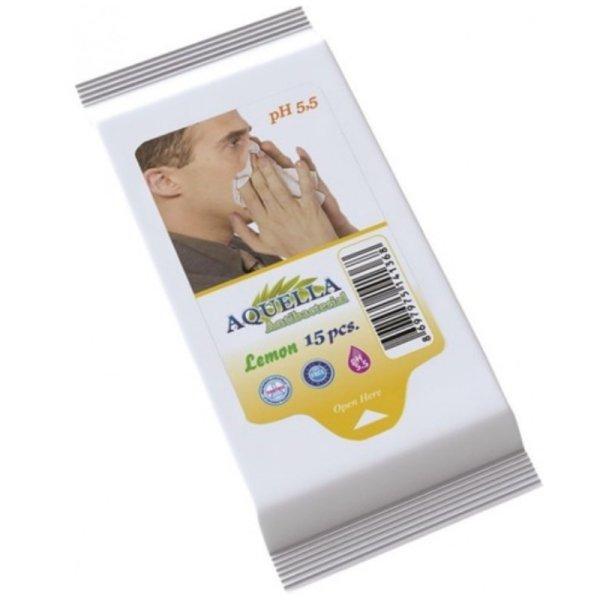 Aquella Antibacterial Lemon nedves törlőkendő - 15 db