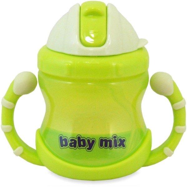 1 db Baby Mix 200 ml-es zöld itatópohár szívószállal