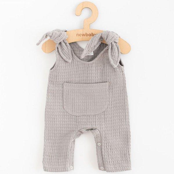 Baba muszlin kantáros nadrág New Baby Comfort clothes szürke