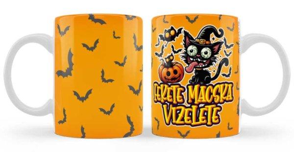 Vicces bögre, Halloween, Fekete macska vizelete