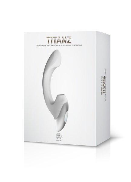  TITANZ 8" SILICONE RECHARGEABLE VIBRATOR IN IVORY WHITE 