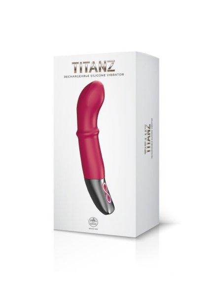  TITANZ 7" SILICONE RECHARGEABLE VIBRATOR IN PINK 