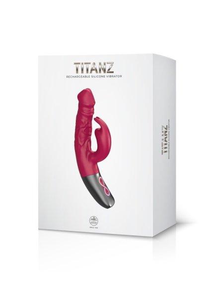  TITANZ 7" SILICONE RECHARGEABLE VIBRATOR IN PINK 