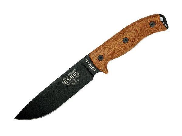 ESEE 6 6PB-011 1095, Canvas Micarta 3D Handle, Black Sheath