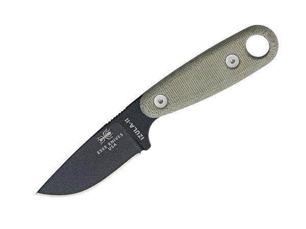 ESEE Izula II Black 1095 Green Canvas Micarta, Black Sheath kés