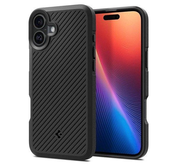SPIGEN CORE ARMOR szilikon telefonvédő (ütésállóság, kameravédő,
csíkos) FEKETE Apple iPhone 16