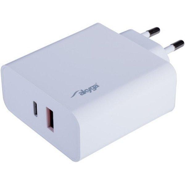 Akyga AK-CH-15 65W univerzális hálózati töltő adapter fehér (QC3.0)