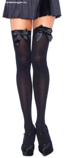 Leg Avenue Nylon Thigh Highs with Bow 6255 Black