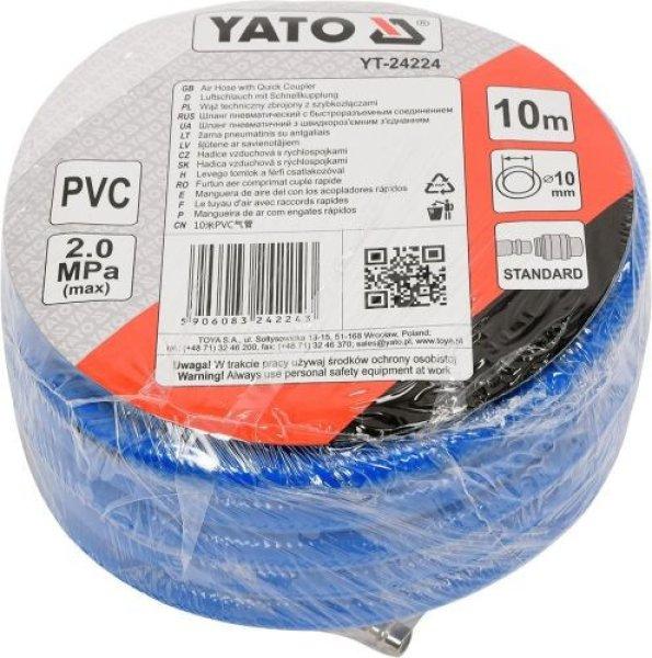 Yato Légtömlő 10Mm X 10M, Pvc, Gyorscsatlakozókkal