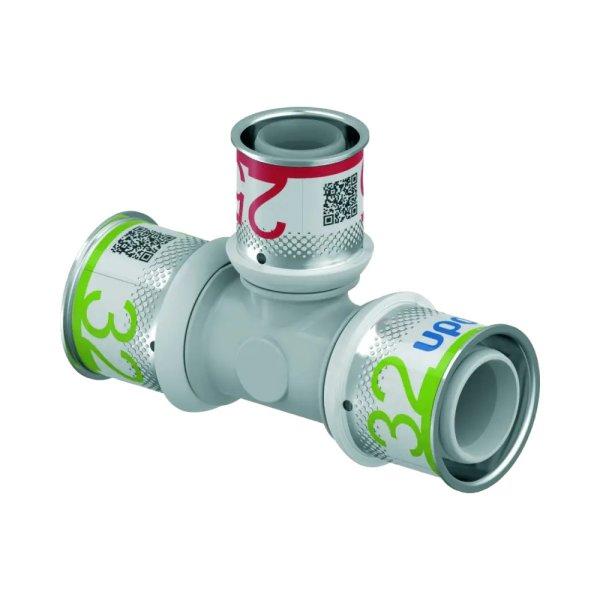 UPONOR S-Press PLUS PPSU műanyag szűkített T-idom ötrétegű csőhöz,
32x25x32 mm