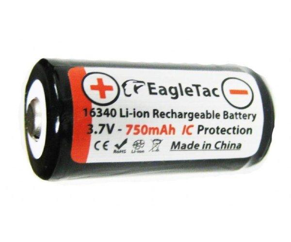 EAGLETAC 16340 (CR123) 3,7V-os Li-ion akku PCB 750 mAh