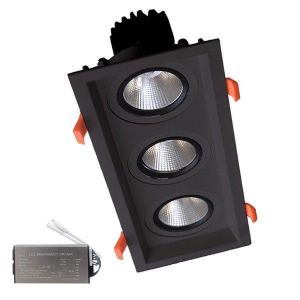 TRIPLE LED SPOT LIGHT 3X15W 230V 4000K BL+EMERGENCY KIT 92DL81F4540/BLE