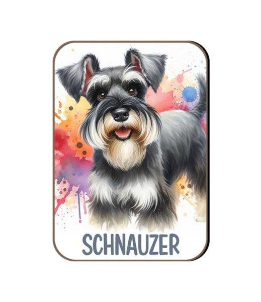 Kutyás fa hűtőmágnes, Schnauzer