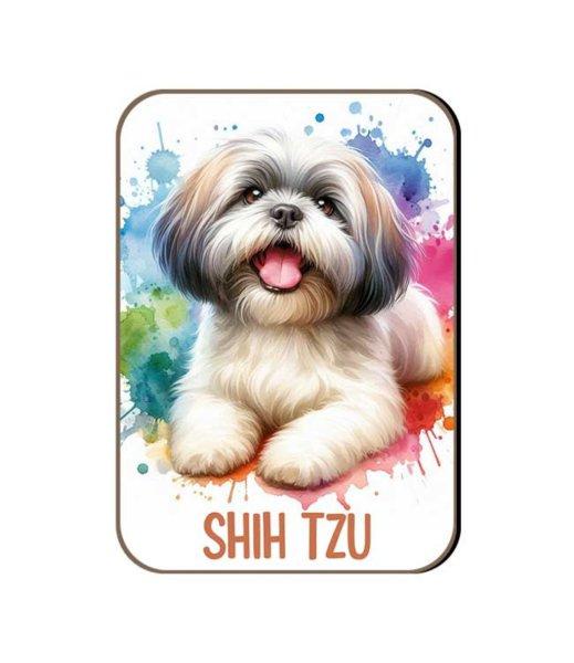 Kutyás fa hűtőmágnes, Shih-Tzu