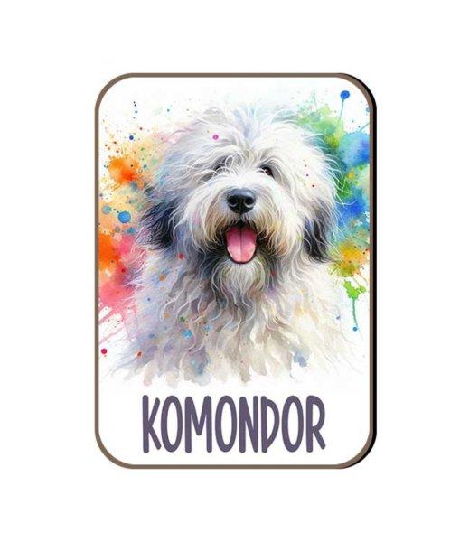 Kutyás fa hűtőmágnes, Komondor