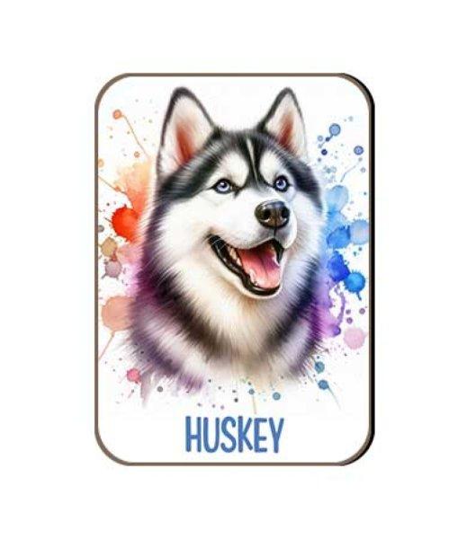 Kutyás fa hűtőmágnes, Huskey