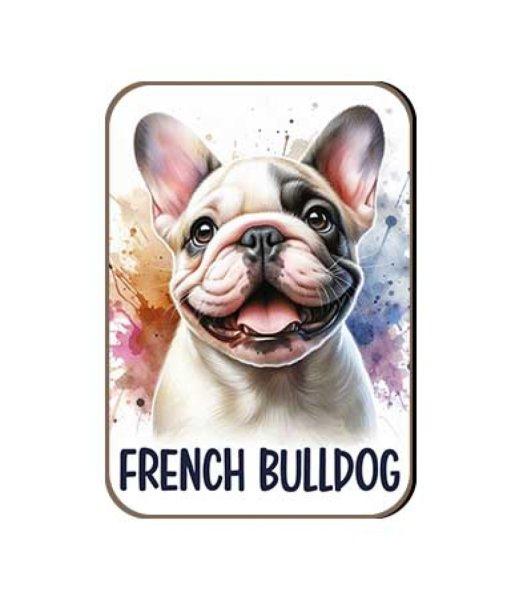 Kutyás fa hűtőmágnes, Francia Bulldog, világos